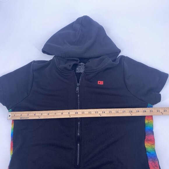 TomboyX Women's Size Large Metallic Rainbow Anytime Romper Pockets Hood Black - Picture 6 of 11